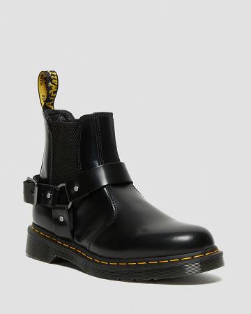 Black Men's Dr Martens Wincox Smooth Leather Chelsea Boots | CA 499ILH